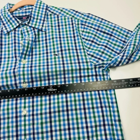 Vineyard Vines Blue Plaid Slim Fit Whale Shirt Button Down Shirt Size Medium - Picture 7 of 8